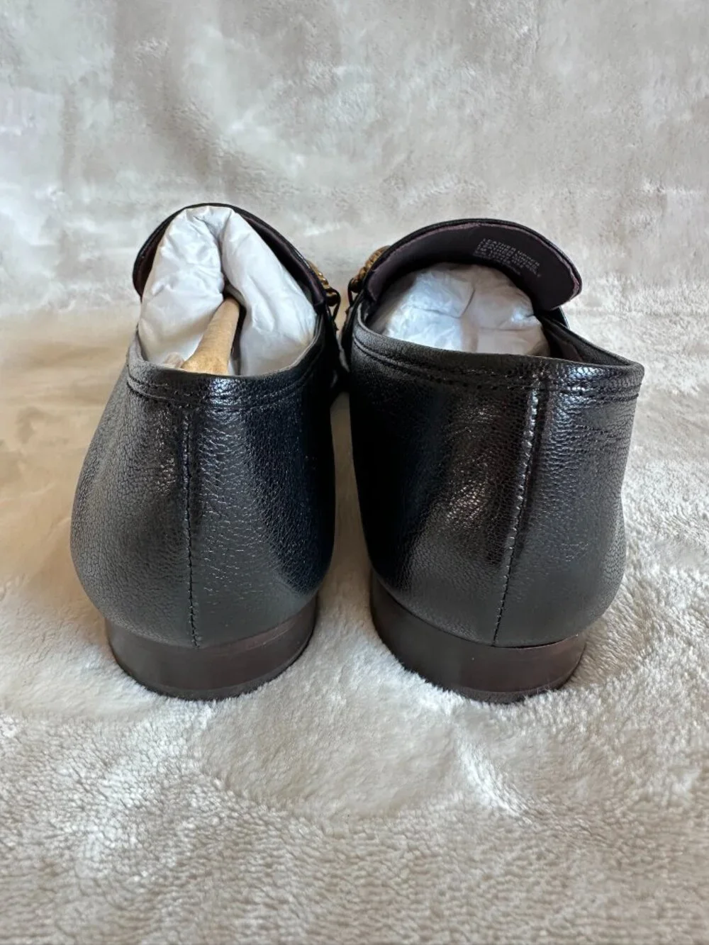 NIB Tory Burch Perrine Loafer Shoes Square Toe Logo Leather In Black Size 7